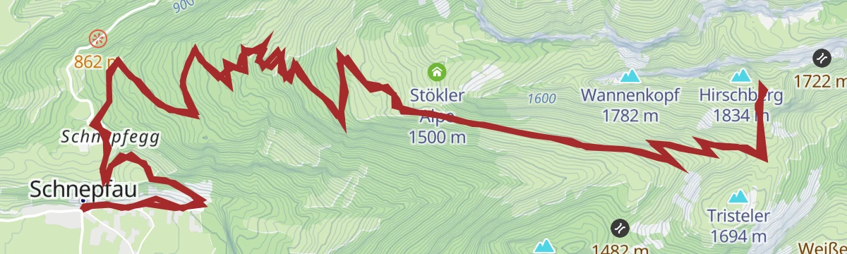 Route map: Bike & Hike | Schnepfau – Hirschberg
